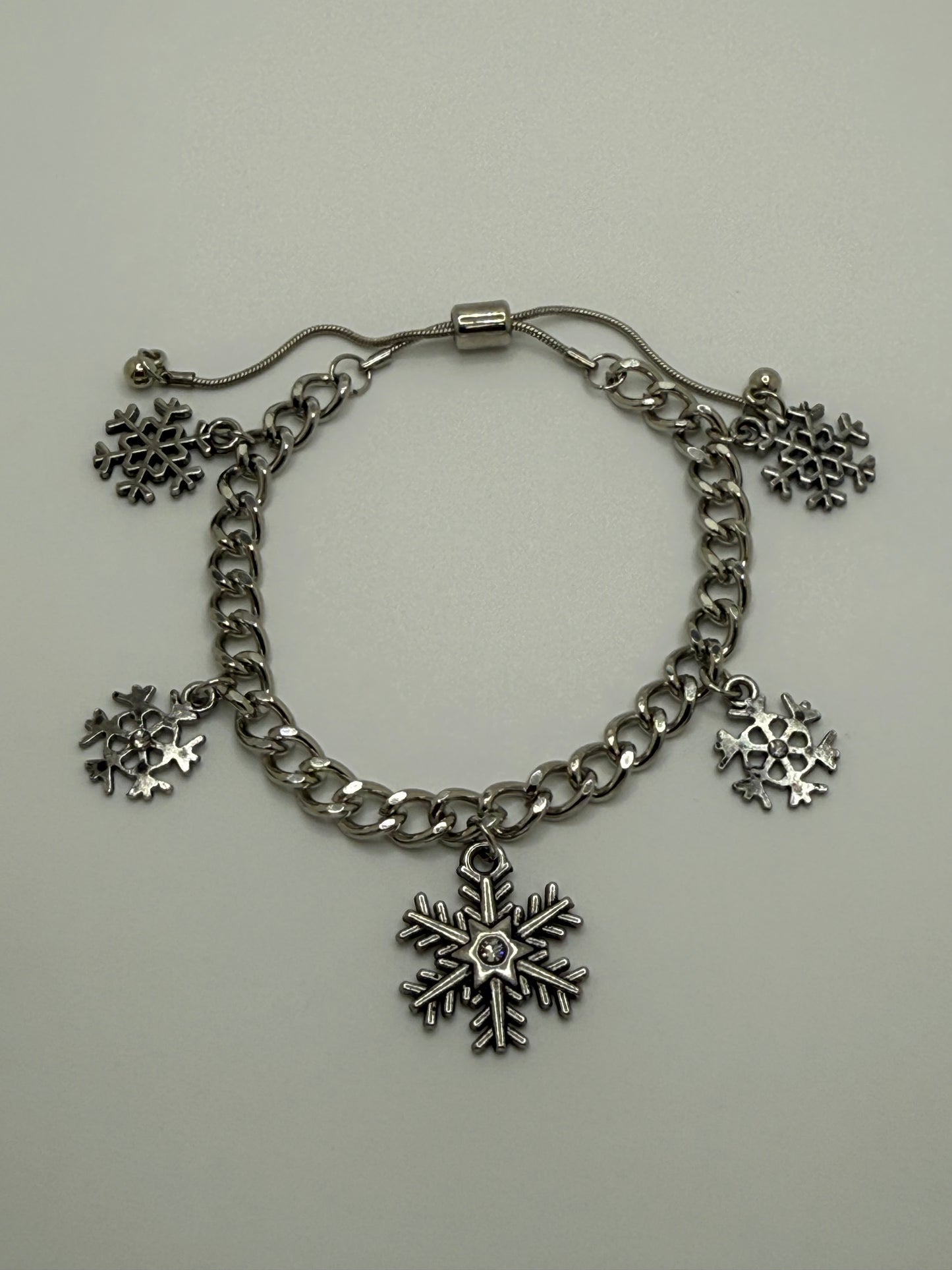 Charm Slider Bracelet-Snowflakes