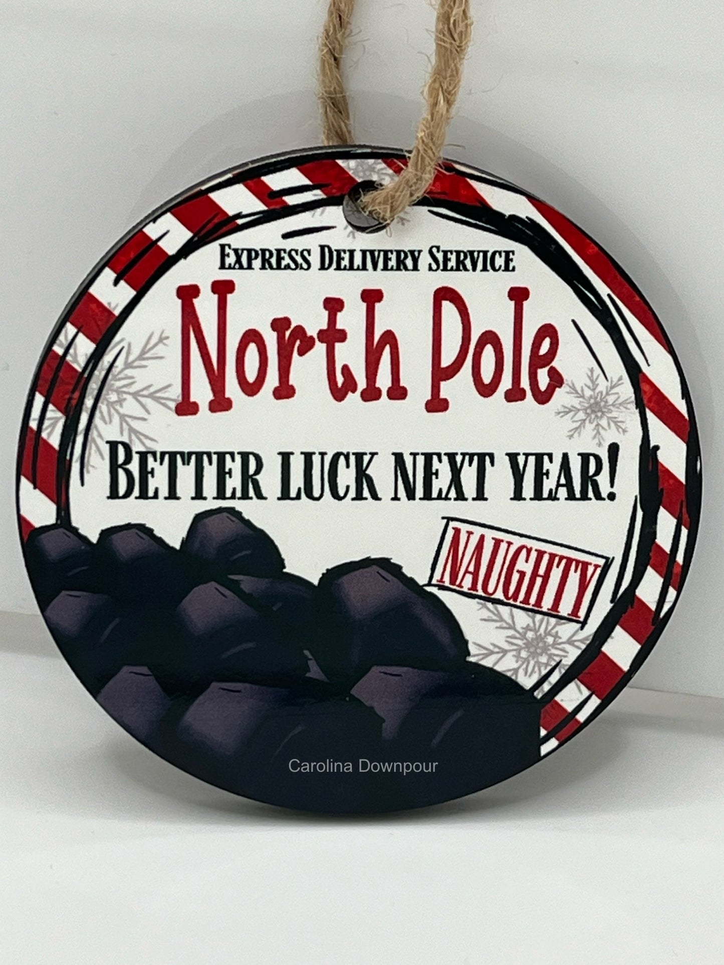 North Pole “Naughty”-Round Ornament
