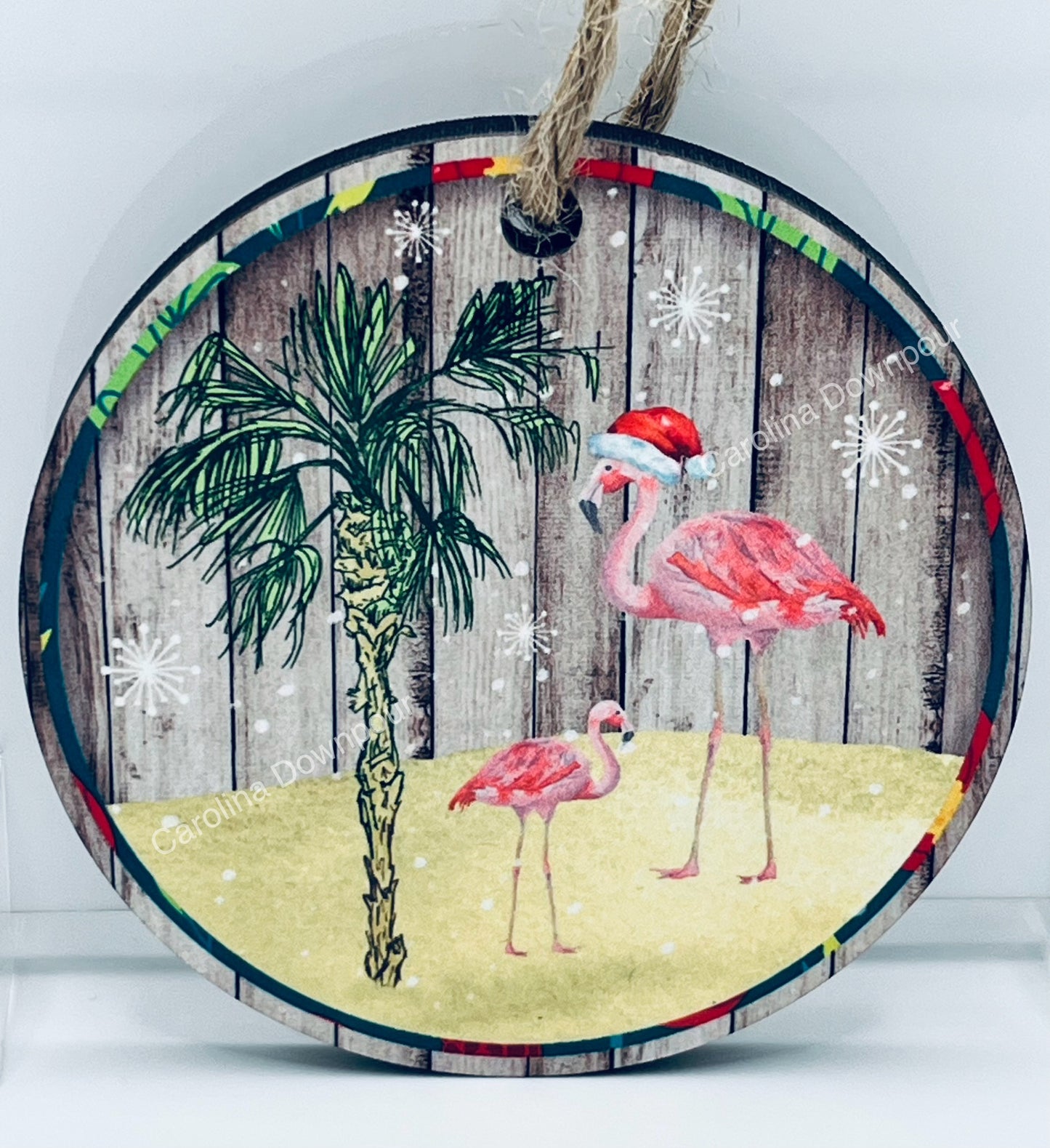 Christmas Flamimgo-Round Ornament