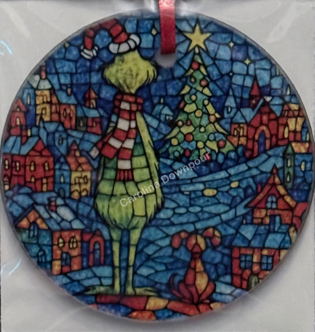 Whoville Starry Night-Frosted Glass Round Ornament