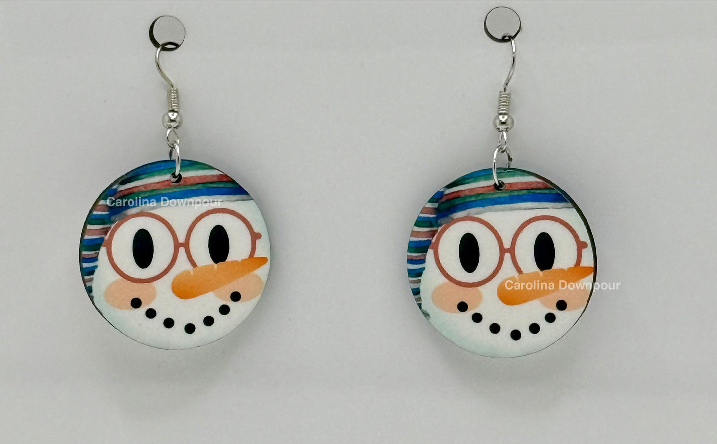 Snowman Face (Round)-Ear Rings