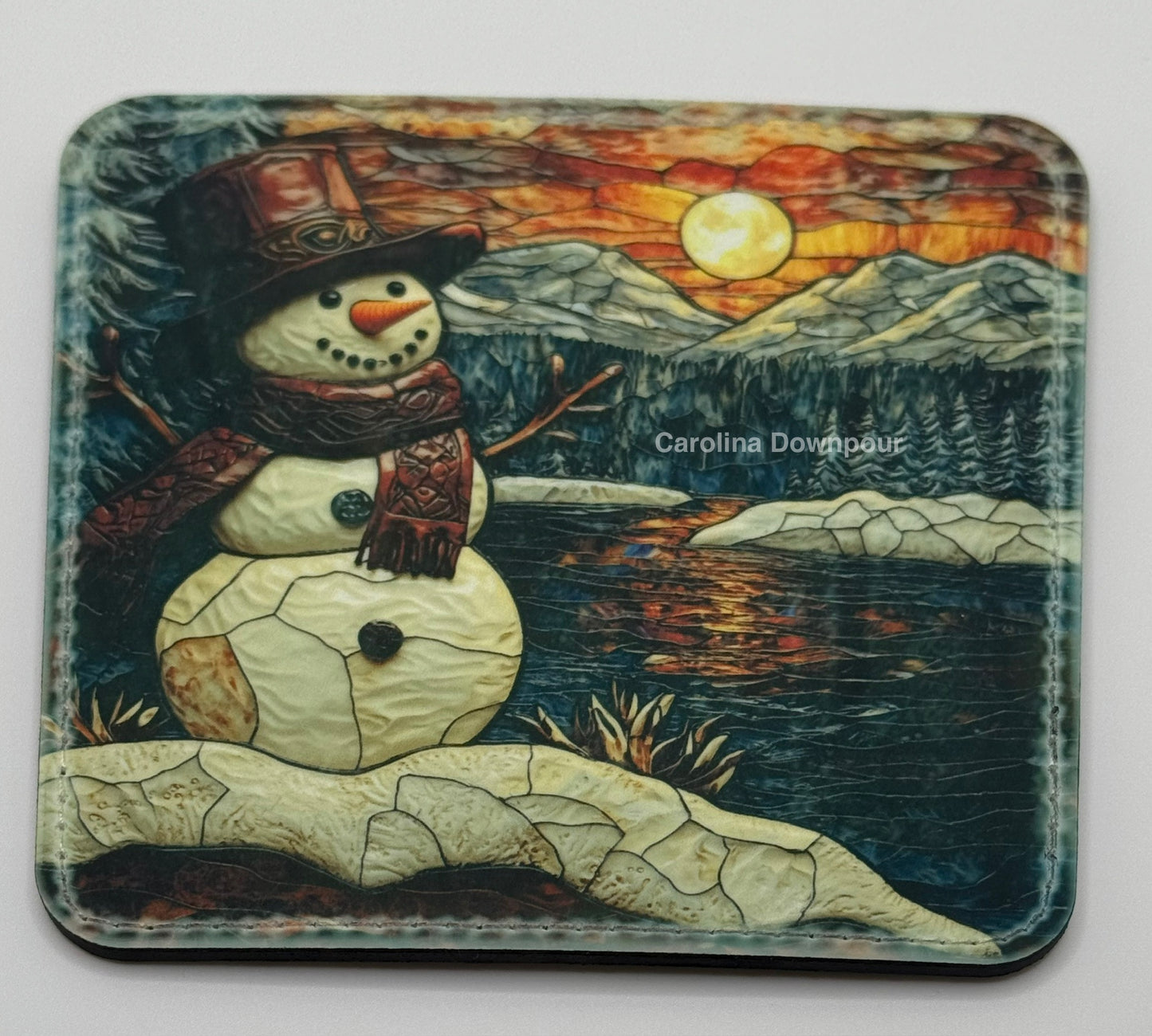 Snowman (2025)-Square Faux Leather Coaster