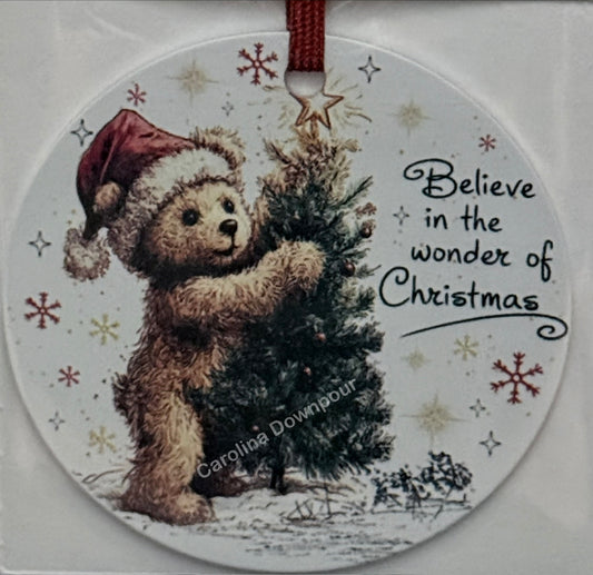 Believe in the Wonder of Christmas-Metal Round Ornament