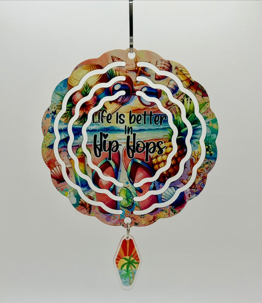 Life is Better in Flip Flops- Mini-Windspinner W/charm
