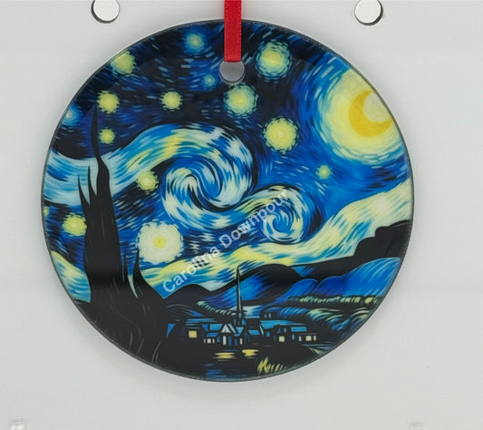A Starry Night-Glass Round Ornament