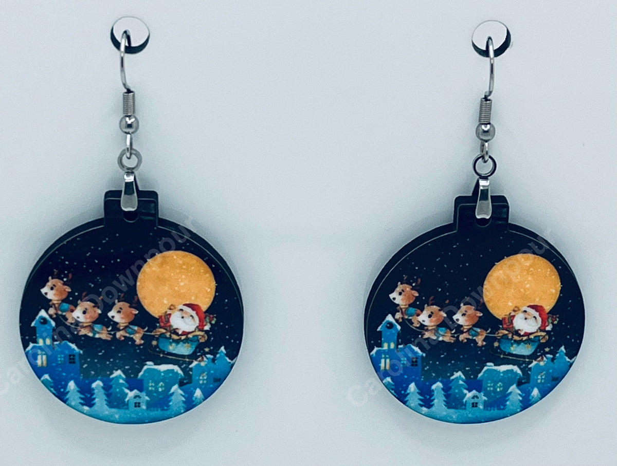 Santa In Flight-Ear Rings
