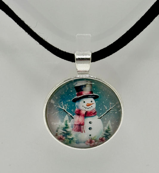 Colorful Snowman-Corded Charm Necklace