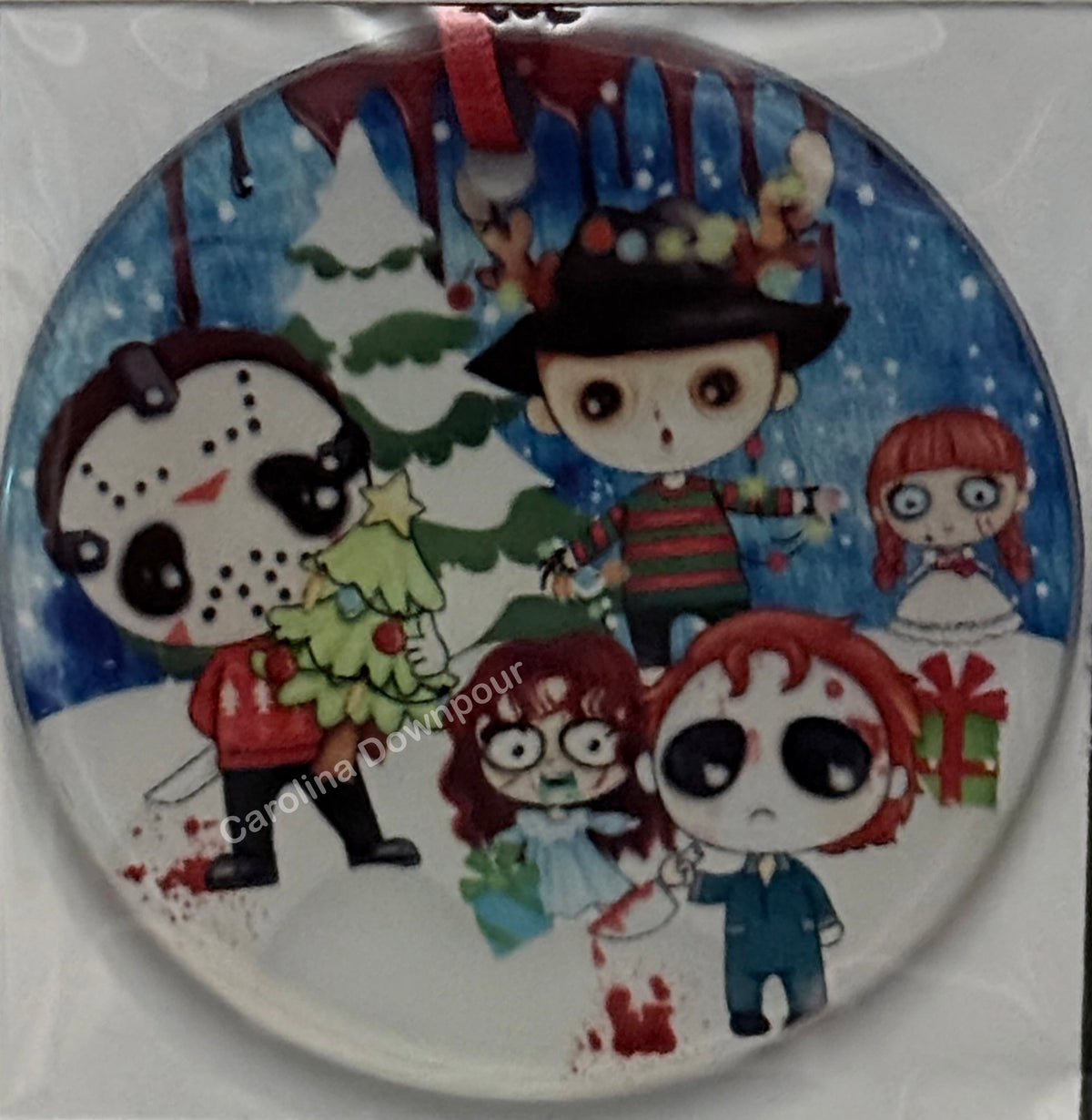 Horror Film Christmas-Frosted Glass Round Ornament