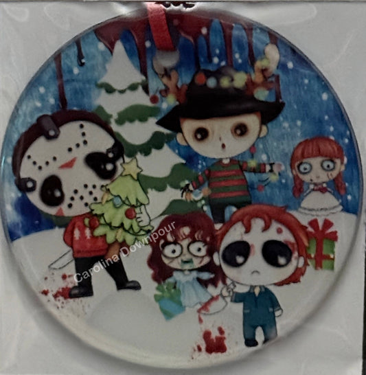 Horror Film Christmas-Frosted Glass Round Ornament