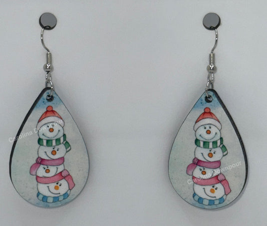 Snowman Totem Pole-Ear Rings