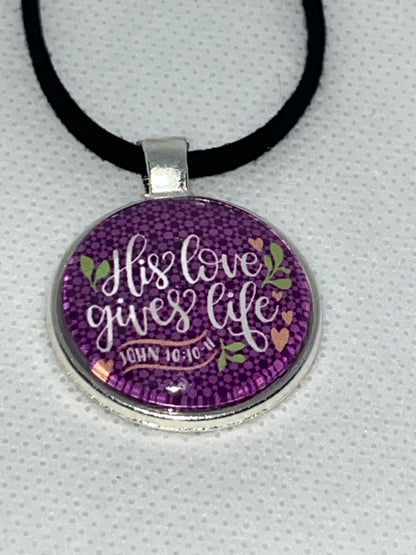 His love gives life-Corded Charm Necklace