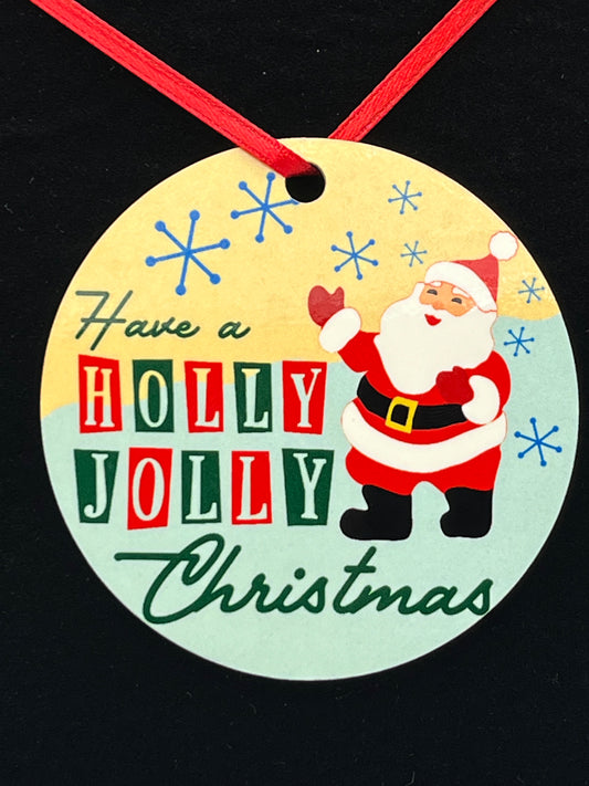 Retro Holly Jolly Santa-Holiday Ornament