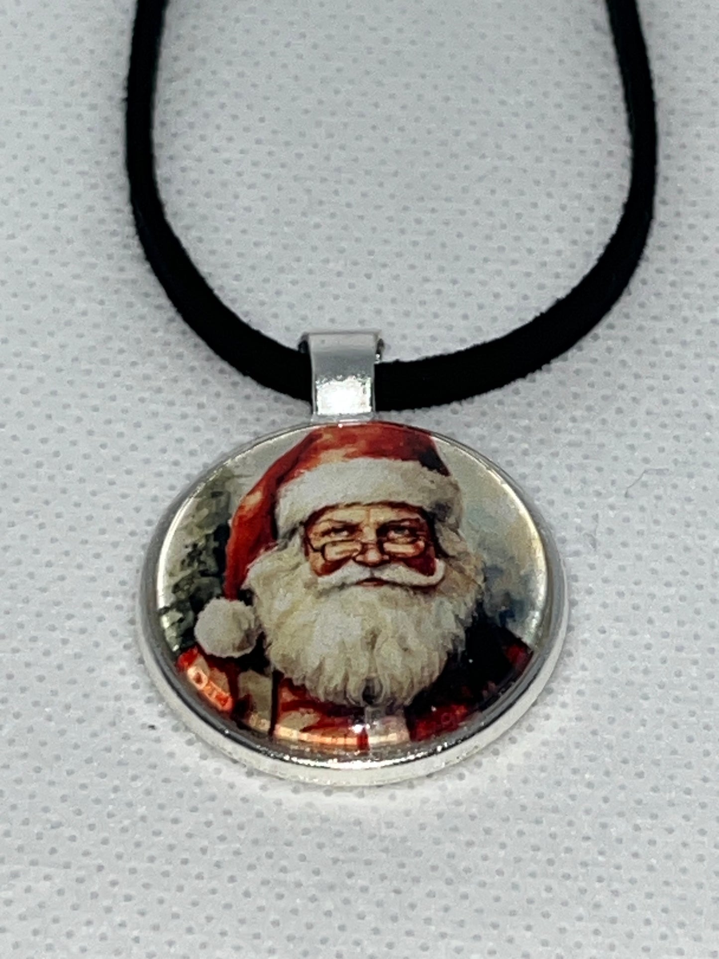 Vintage Santa #2-Corded Charm Necklace
