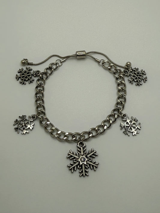 Charm Slider Bracelet-Snowflakes