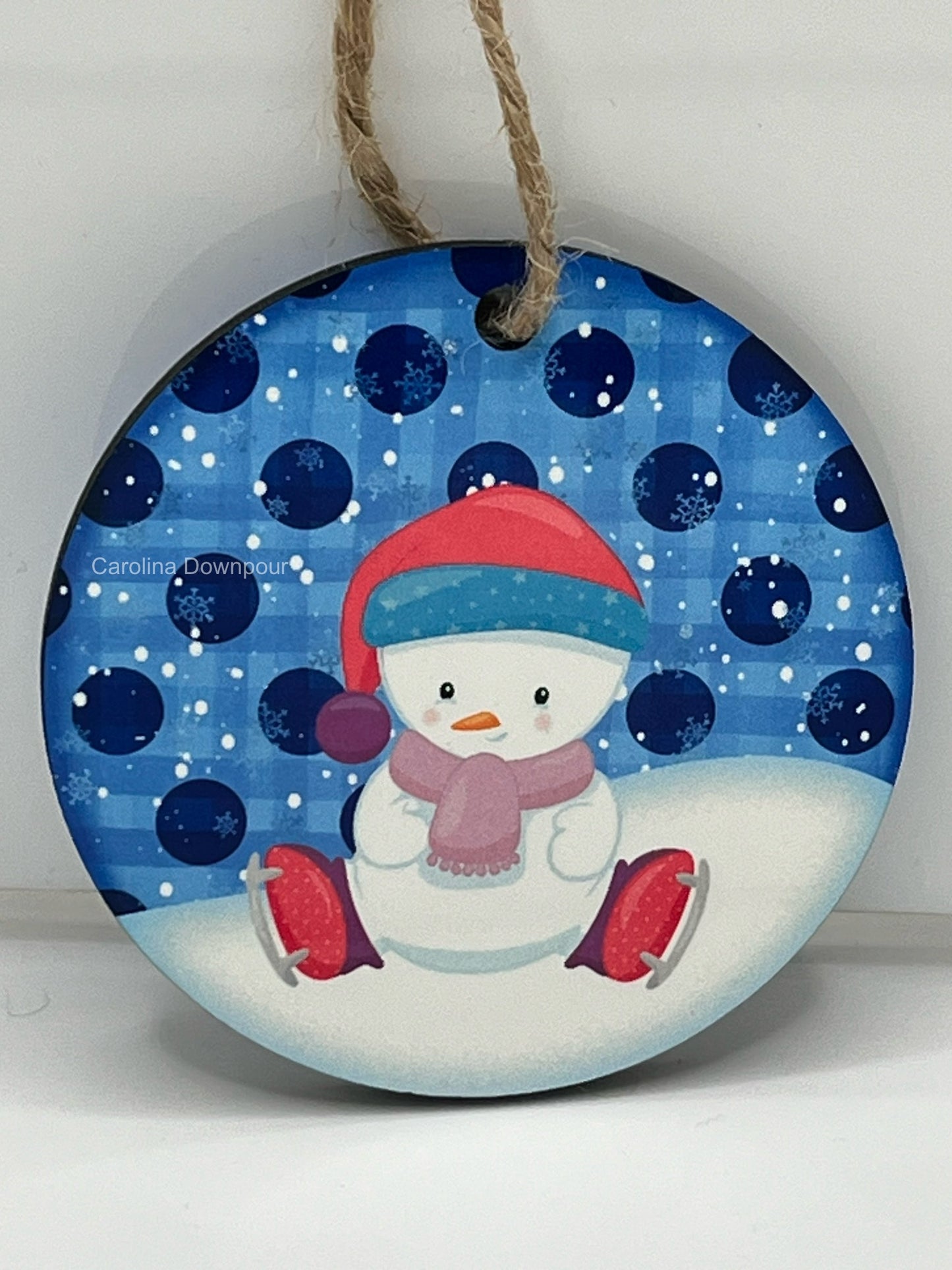 Skating Snowman-Round Ornament