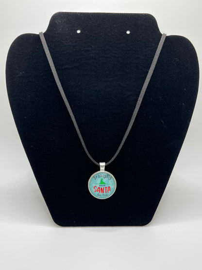 Be Naughty, Save Santa the Trip (Grinch)-Corded Charm Necklace