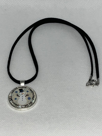 Winter Magic Snowman-Corded Charm Necklace