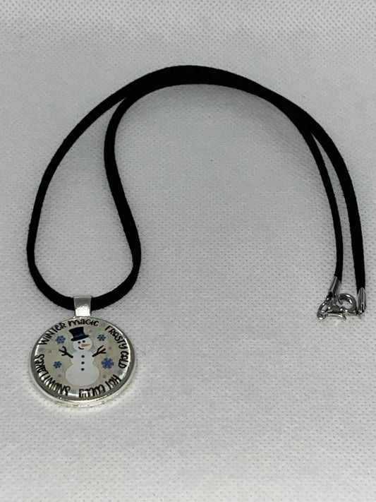 Winter Magic Snowman-Corded Charm Necklace