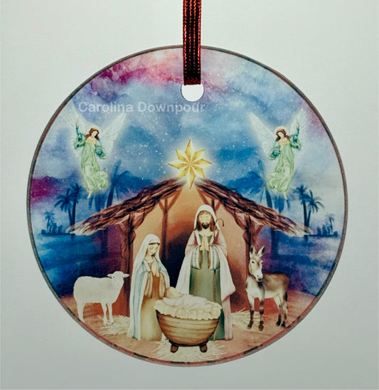 Oh Holy Night-Glass Round Ornament