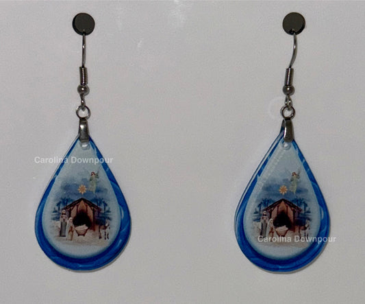 Vintage Nativity Scene-Acrylic Ear Rings