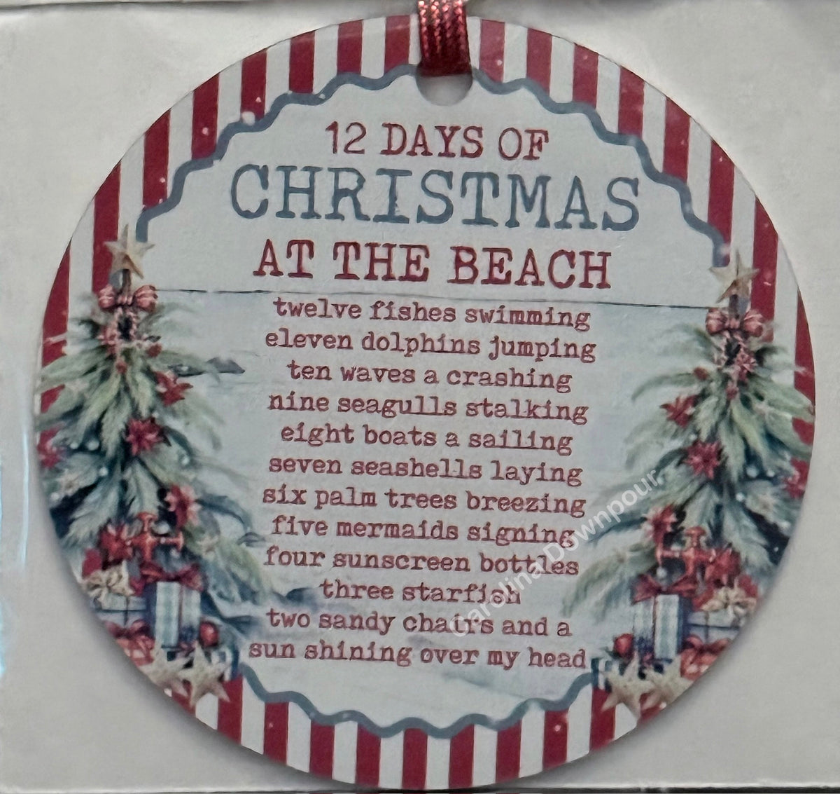 12 Days of Christmas At The Beach-Metal Round Ornament