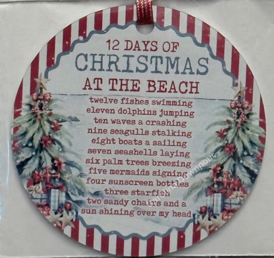 12 Days of Christmas At The Beach-Metal Round Ornament