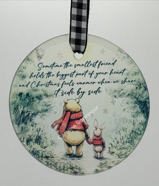 Honey Bear (Friendship)-Frosted Glass Round Ornament