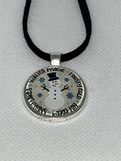 Winter Magic Snowman-Corded Charm Necklace