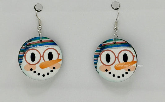 Snowman Face (Round)-Ear Rings