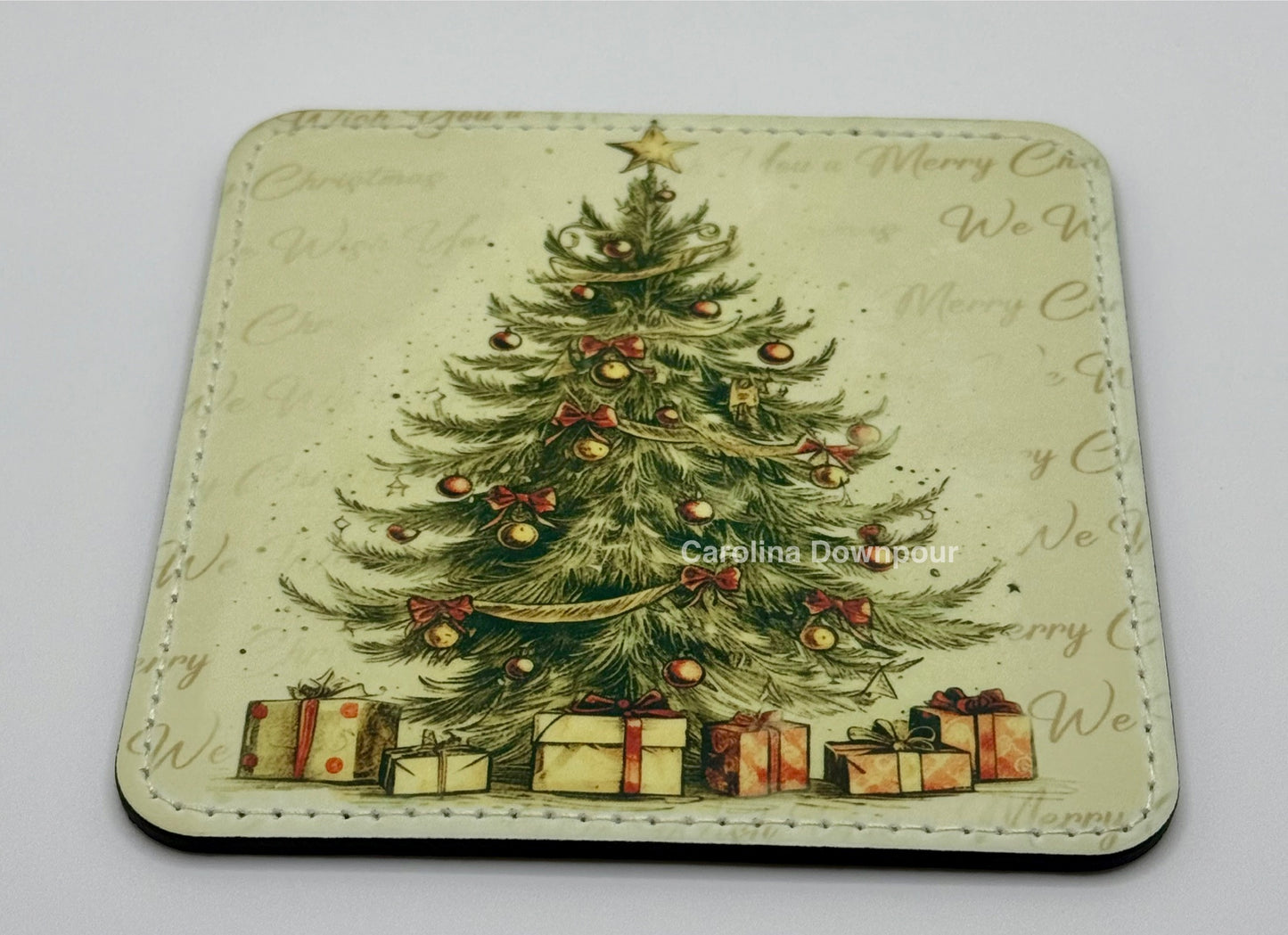 Christmas Tree (2025)-Square Faux Leather Coaster