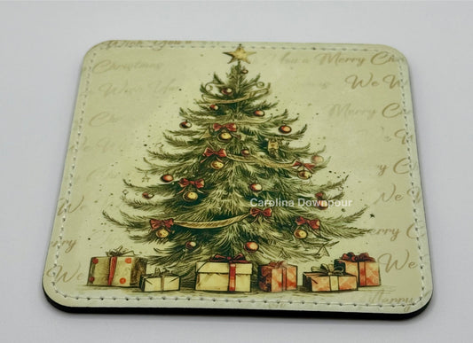 Christmas Tree (2025)-Square Faux Leather Coaster