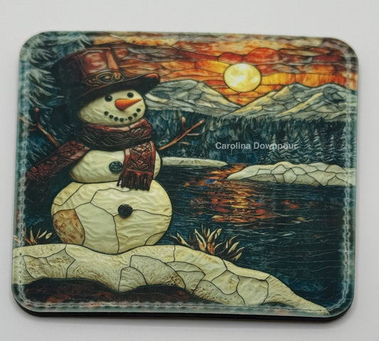 Snowman (2025)-Square Faux Leather Coaster