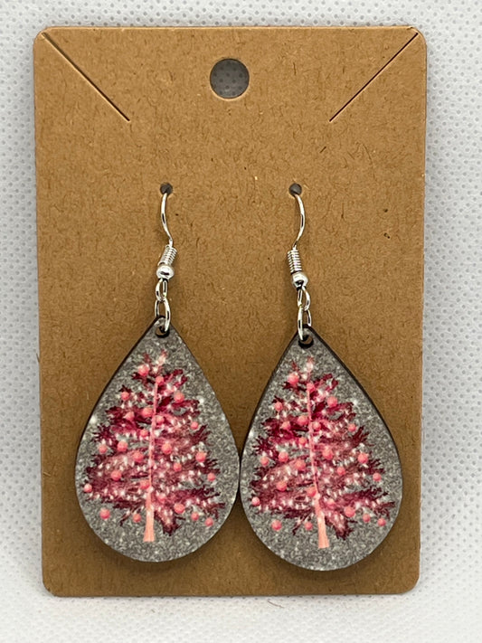 Pink Tinsel Tree-Ear Rings