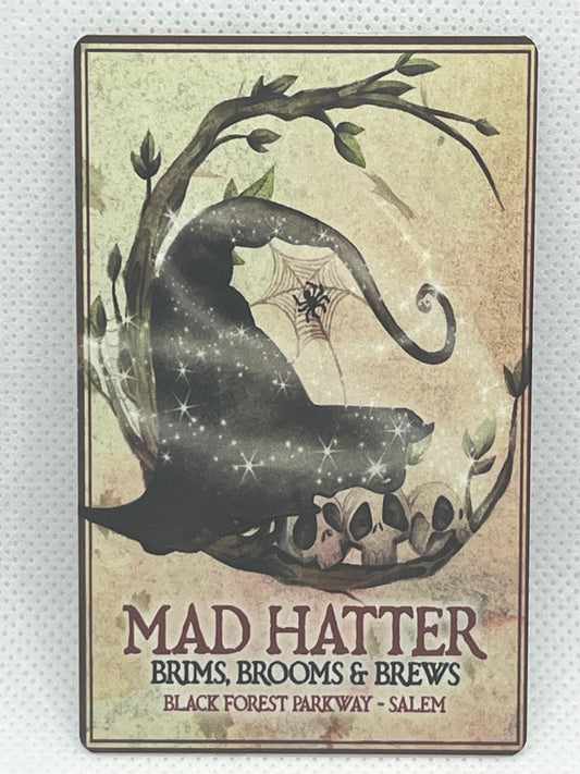 Mad Hatter Brims, Brooms, & Brews-Halloween Magnet