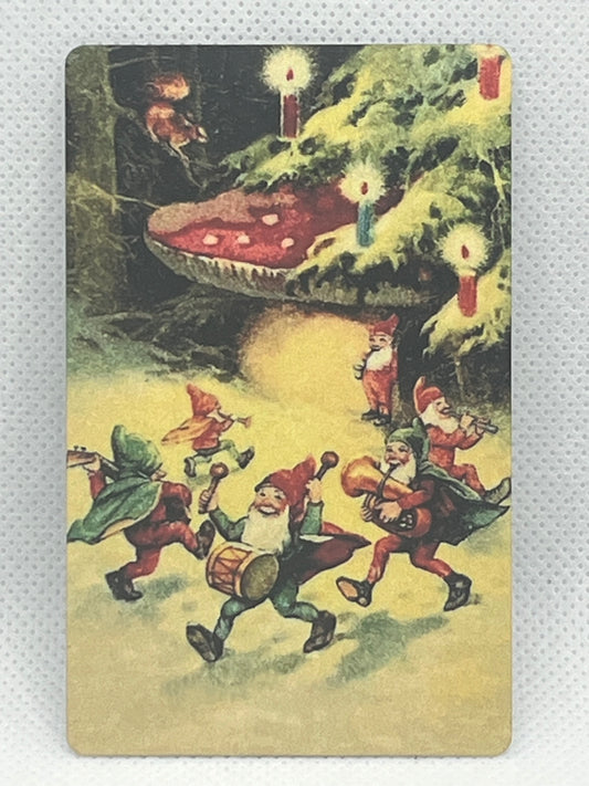 Vintage Dancing Holiday Elves-Holiday Magnet