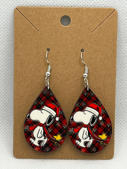 Holiday Snoopy & Woodstock-Ear Rings