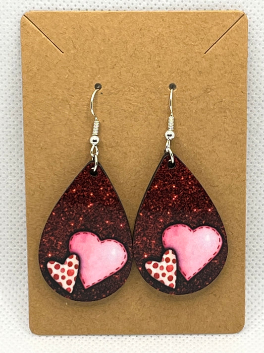 Valentine’s Day Patch Hearts-Ear Rings