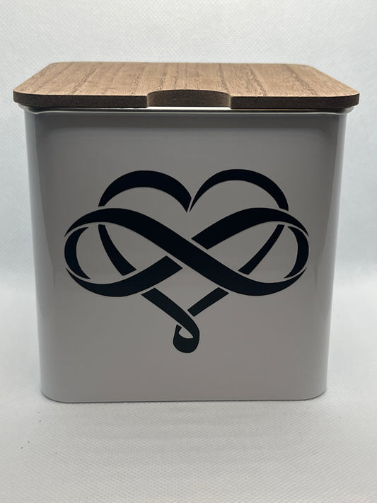 Infinity Heart-Metal Storage Box (Small)  w/Vinyl Decal Application