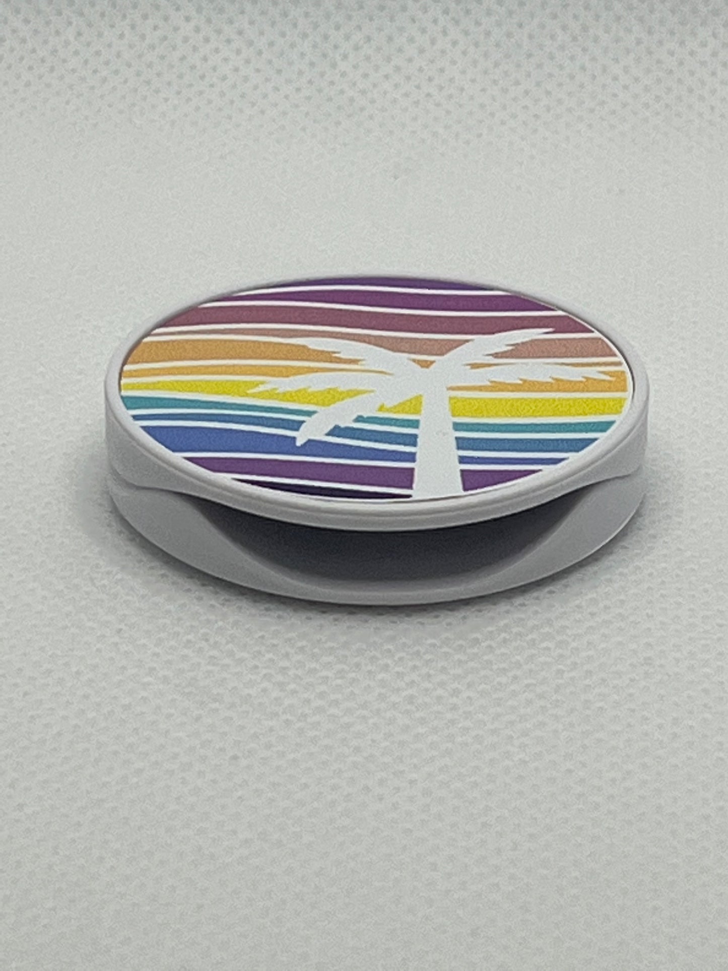 Rainbow Palm Tree-Cell Phone Pop-Grip (White)